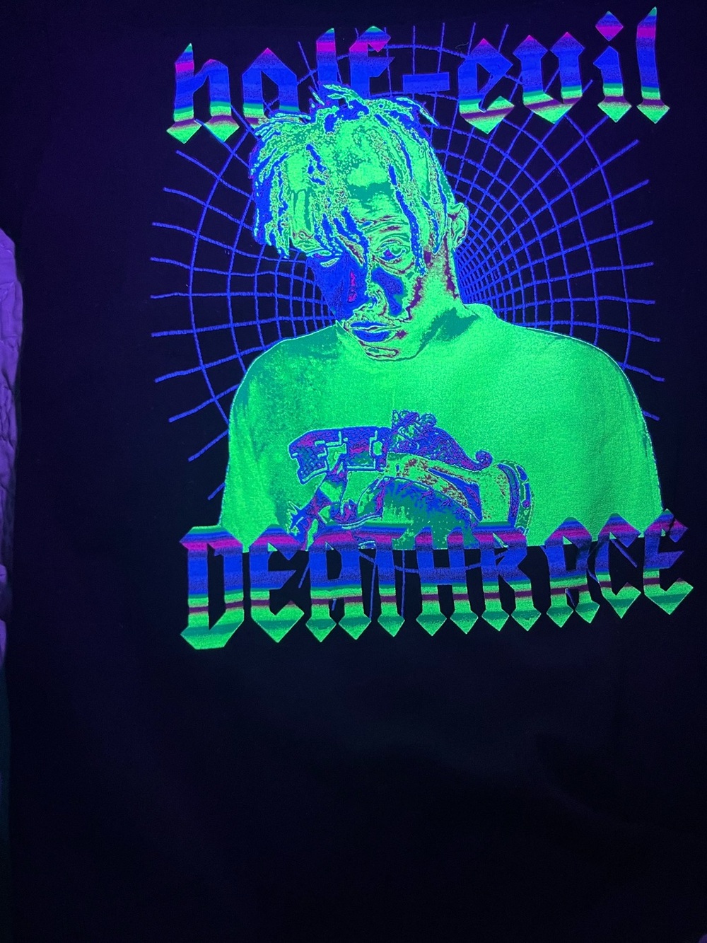 Juice WRLD Black Graphic Tee with Neon Portrait
